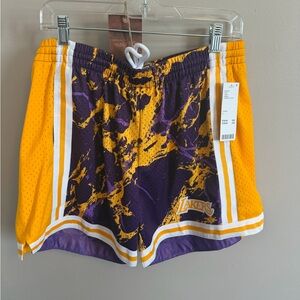 NWT Mitchell & Ness LA Lakers Hardwood Classics Marble Print Shorts L